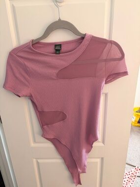 wild fable Ribbed Cutout Bodysuit - Mauve